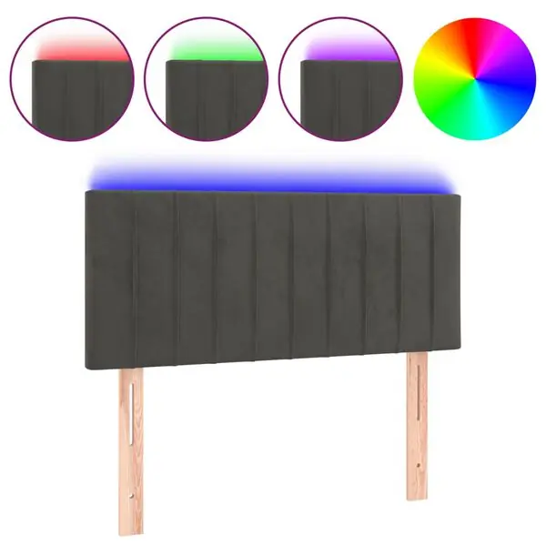 Bästa pris vidaXL Sänggavel LED mörkgrå 80x5x78/88 cm sammet
