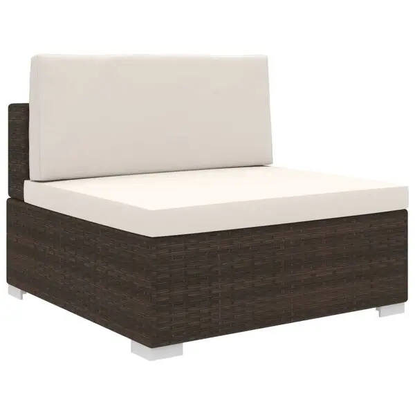 vidaXL Mittensits till modulsoffa 1 st med dynor konstrotting brun Premium