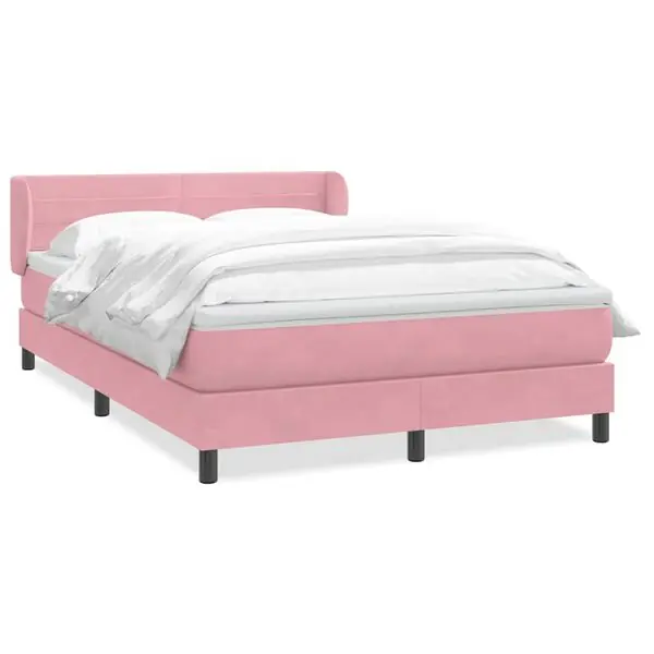 vidaXL Ramsäng med madrass rosa 160x210 cm sammet Begränsat erbjudande