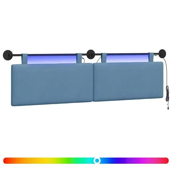 risnedsättning vidaXL Hängande sänggavel Med LED-lampa Blå Kordread tyg