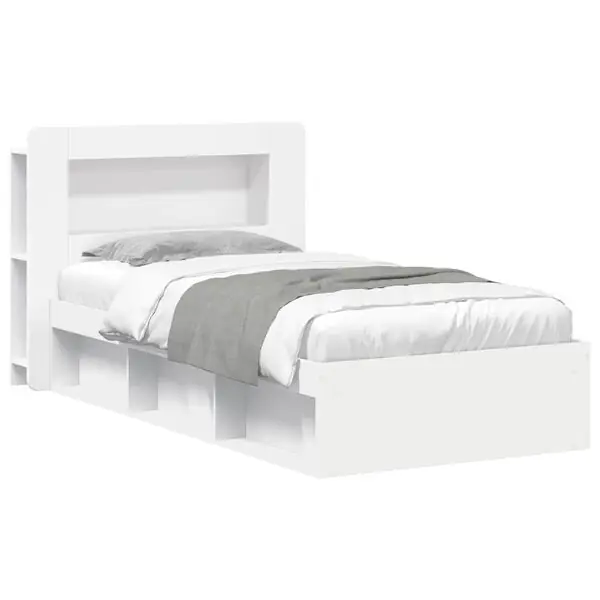 risnedsättning vidaXL Sängram med förvaring Vit 100 x 200 cm Konstruerat trä