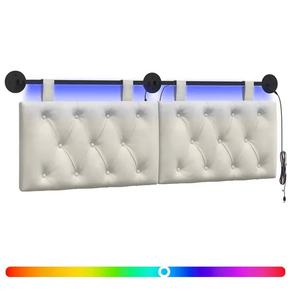 vidaXL Hängande sänggavel Med LED-lampa Gräddvit Sammet Säker betalning