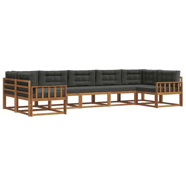 I lager vidaXL Utomhussoffset med kudde 7 pcs Naturlig och Antracit
