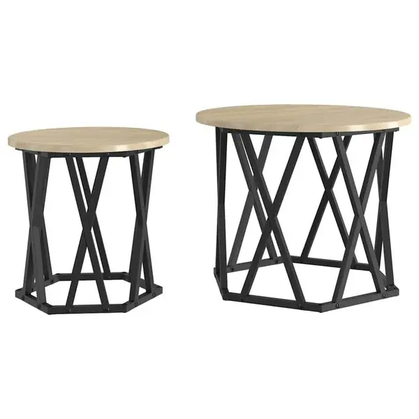 Kampanjpris vidaXL Sidobord 2 pcs Sonoma-ek Konstruerat trä och stål