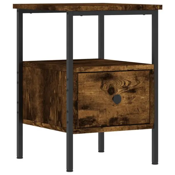 vidaXL Sängbord rökfärgad ek 34x36x50 cm konstruerat trä Outlet