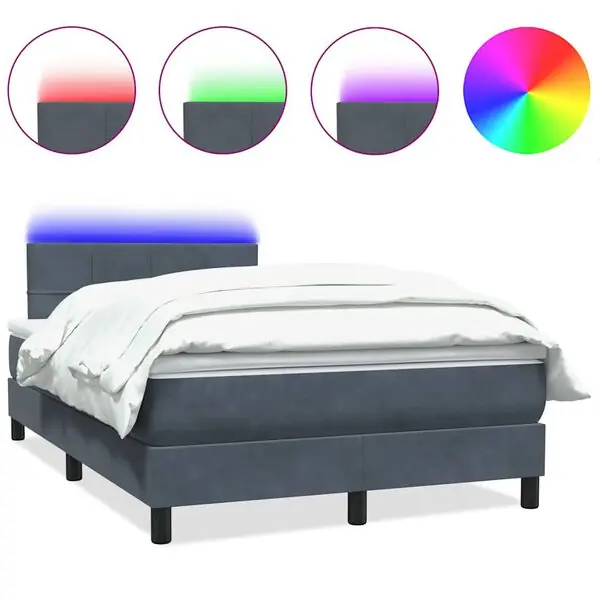 Erbjudandepris vidaXL Resårsäng med madrass och LED mörkgrå 120x220 cm sammet