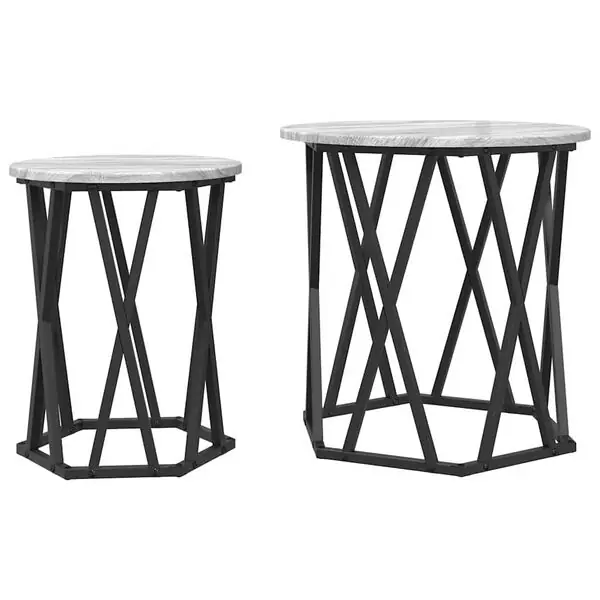 Säker betalning vidaXL Kaffeebord 2 pcs Grå Sonoma Konstruerat trä och stål