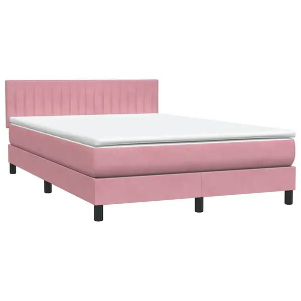 Kampanjpris vidaXL Ramsäng med madrass rosa 140x210 cm sammet