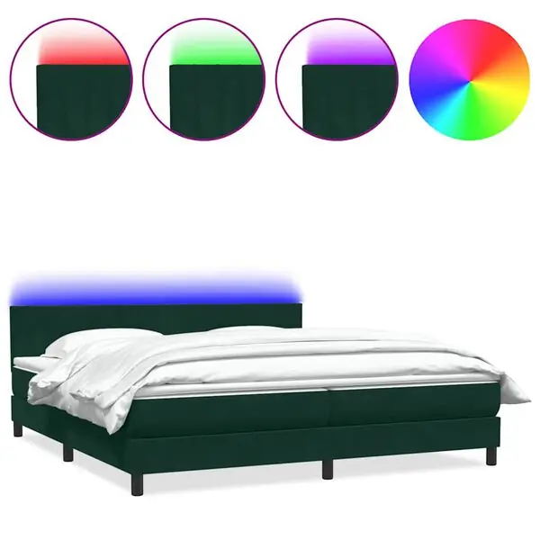 Köp online vidaXL Resårsäng med madrass och LED mörkgrön 180x220 cm sammet