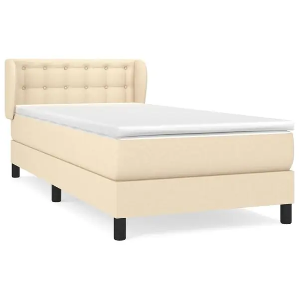 Sänkt pris vidaXL Ramsäng med madrass gräddvit 80x200 cm tyg