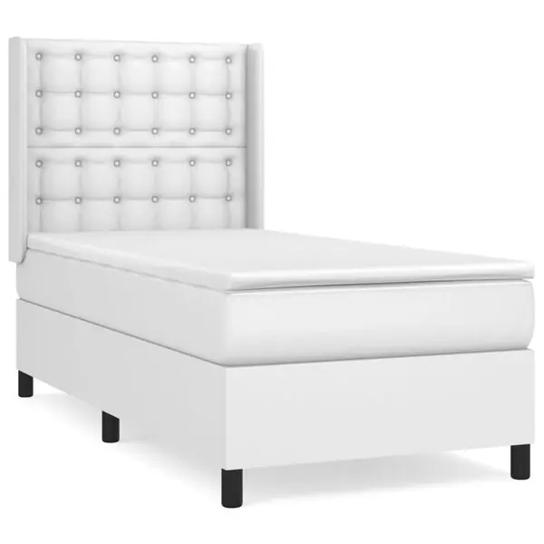 Endast idag vidaXL Ramsäng med madrass vit 80x200 cm konstläder