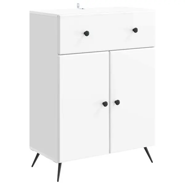 Erbjudande vidaXL Sideboard Vit högglans 66 x 34,5 x 90 cm Konstruerat trä