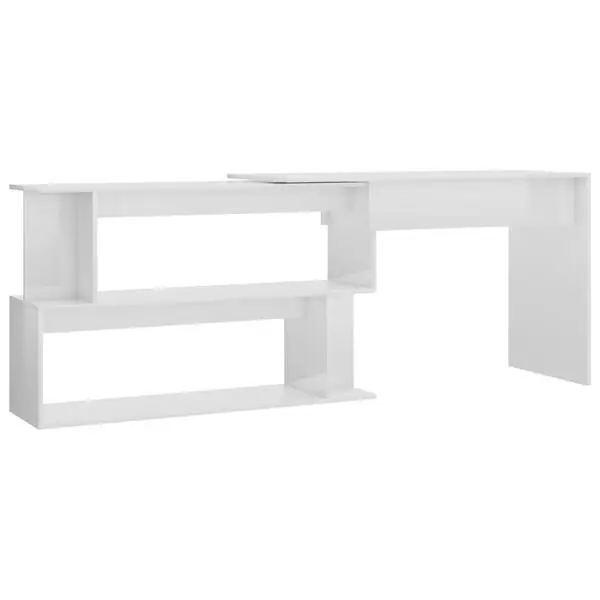 Beställ idag vidaXL Skrivbord hörn vit högglans 200x50x76 cm konstruerat trä