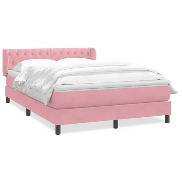 vidaXL Ramsäng med madrass rosa 160x220 cm sammet Nedsatt pris