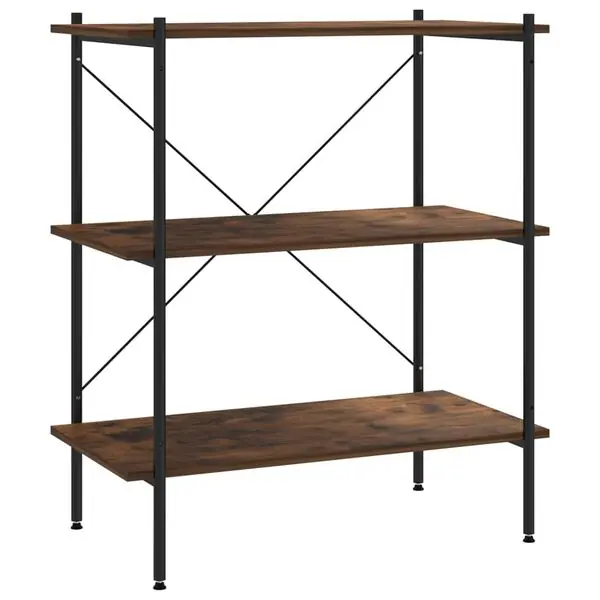 vidaXL Hyllenhet med 3 hyllplan svart och naturfärg 80x40x92 cm Rea