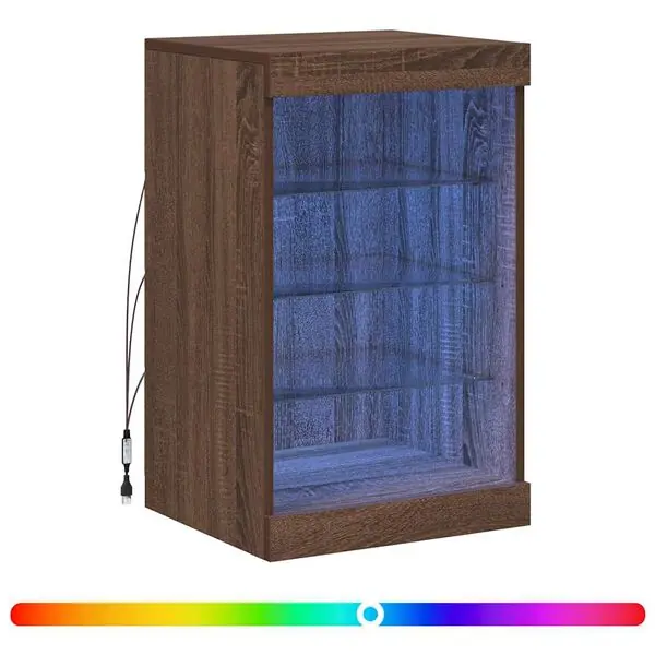 vidaXL Skänk med LED-belysning brun ek 41x37x67 cm Begränsat antal