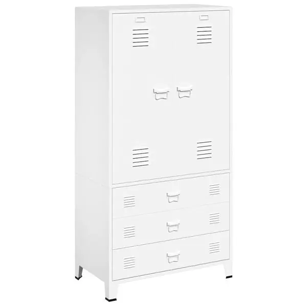 vidaXL Garderob industriell vit 90x50x180 cm metall Köp nu
