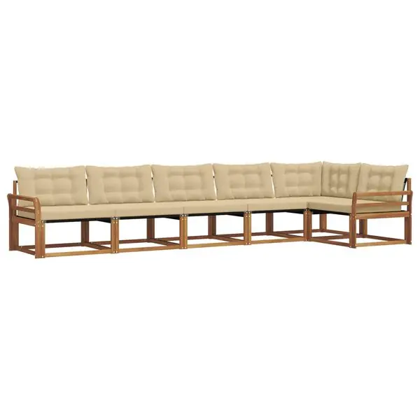 Endast idag vidaXL Utomhussoffset med kudde 6 pcs Naturlig och Beige