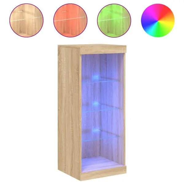 Billigare vidaXL Skänk med LED-belysning sonoma-ek 41x37x100 cm