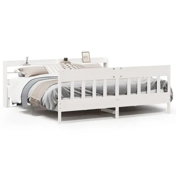 vidaXL Sängram utan madrass vit 200x200 cm massiv furu risnedsättning