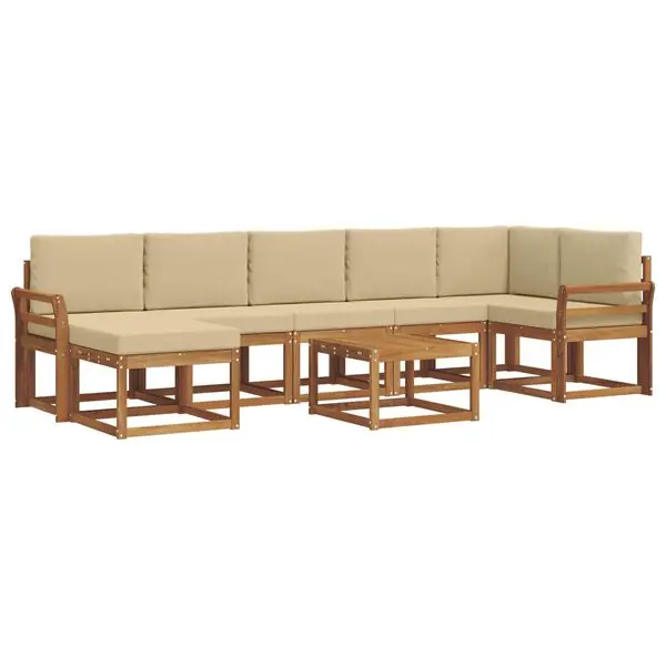 vidaXL Utomhussoffset med kudde 8 pcs Naturlig och Beige Erbjudandepris