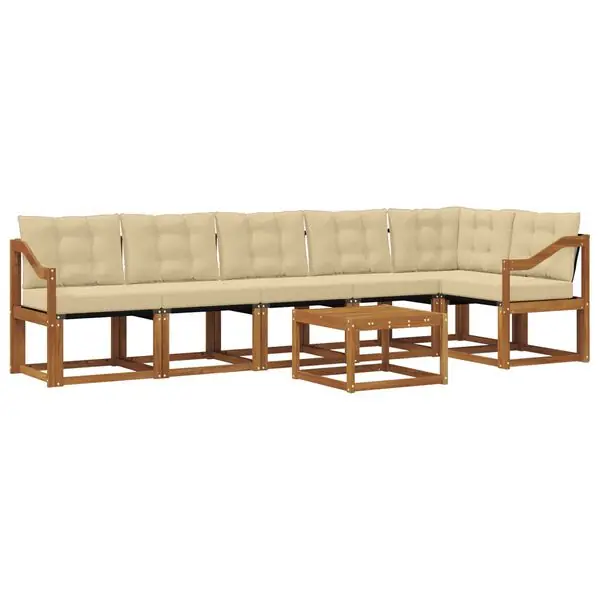 vidaXL Utomhussoffset med kudde 7 pcs Naturlig och Beige Outlet