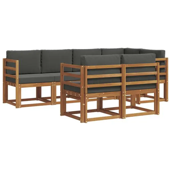 Rabatt vidaXL Utomhussoffset med kudde 7 pcs Naturlig och Antracit