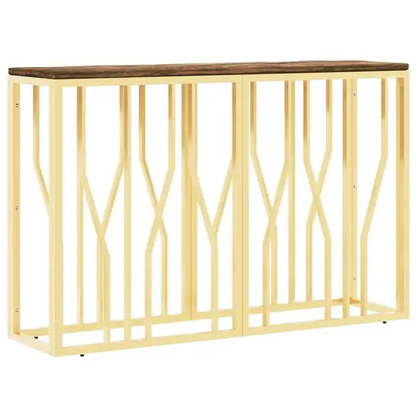 vidaXL Soffbord guld rostfritt stål och massivt återvunnet trä Snabb leverans