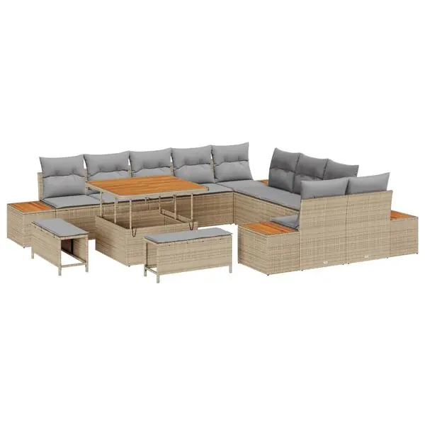 Rea vidaXL Trädgårdsoffset 13 pcs Beige konstrotting
