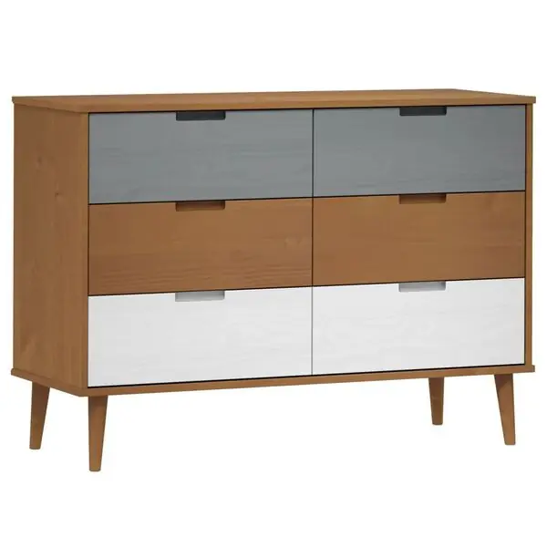vidaXL Byrå MOLDE brun 113x40x80 cm massiv furu Premium