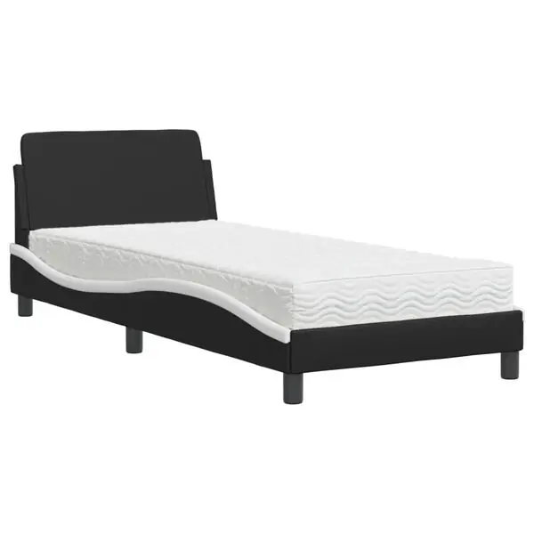 Rabatt vidaXL Bed with Mattress "Dover" Black and White 80x200 cm Faux Leather
