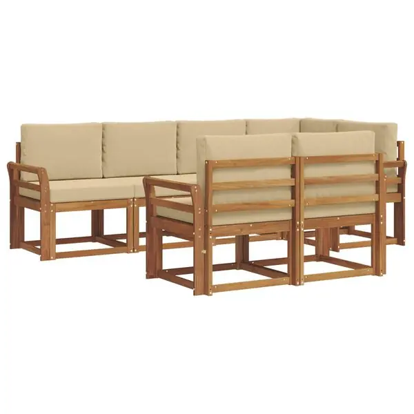 vidaXL Utomhussoffset med kudde 7 pcs Naturlig och Beige Snabb leverans