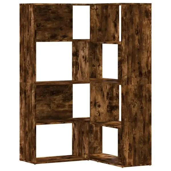 vidaXL Bokhylla hörn 4 hyllplan rökfärgad ek 85x85x140 cm Populärt val