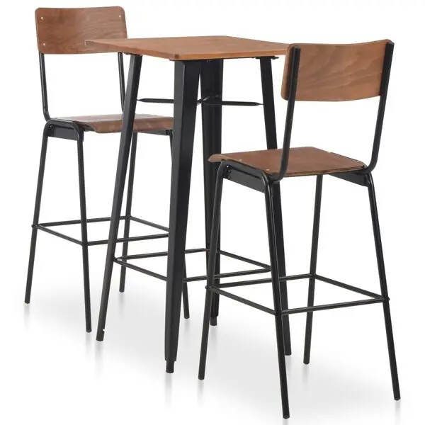 vidaXL Bargrupp 3 delar stål brun svart Outlet