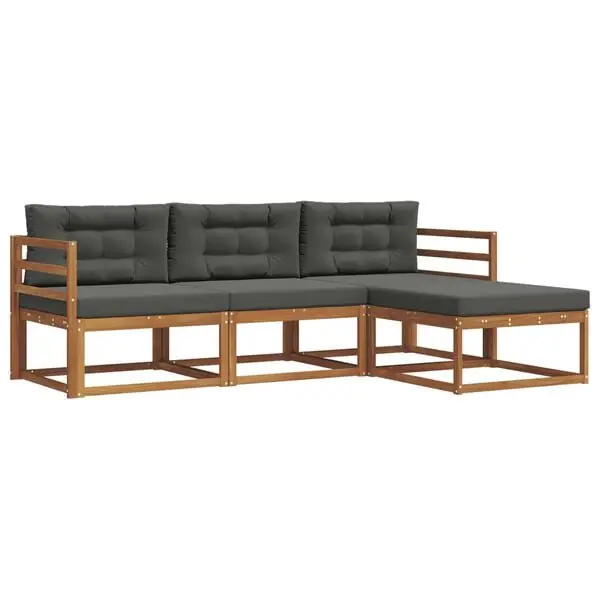 Handla nu vidaXL Utomhussoffset med kudde 4 pcs Naturlig och Antracit