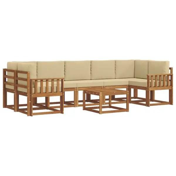 vidaXL Utomhussoffset med kudde 8 pcs Naturlig och Beige Fynd