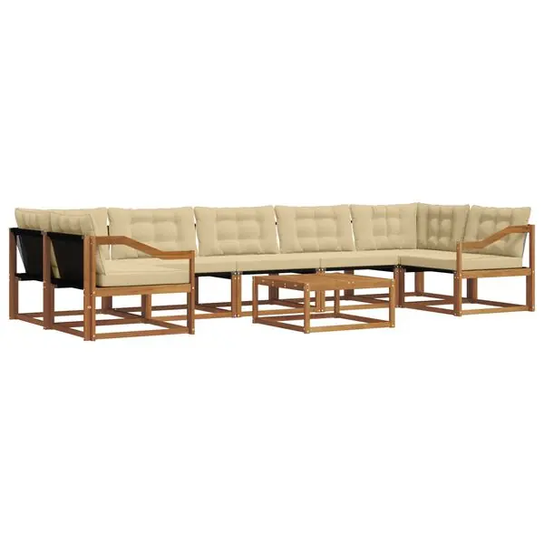 vidaXL Utomhussoffset med kudde 8 pcs Naturlig och Beige Beställ nu