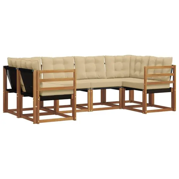 Nyhet vidaXL Utomhussoffset med kudde 6 pcs Naturlig och Beige