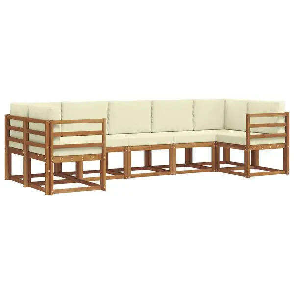 vidaXL Utomhussoffset med kudde 7 pcs Naturlig och Grädde I lager
