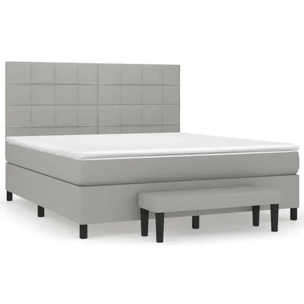 vidaXL Ramsäng med madrass ljusgrå 180x200 cm tyg risnedsättning