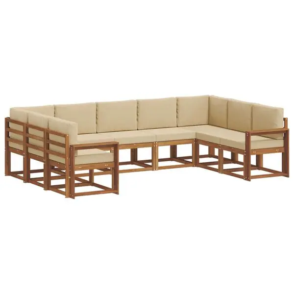 vidaXL Utomhussoffset med kudde 9 pcs Naturlig och Beige Outlet