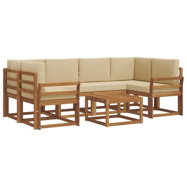 Begränsad tid vidaXL Utomhussoffset med kudde 7 pcs Naturlig och Beige