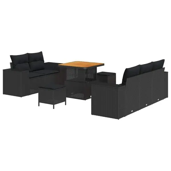 vidaXL Trädgårdsoffset 8 pcs Svart konstrotting Trygg betalning