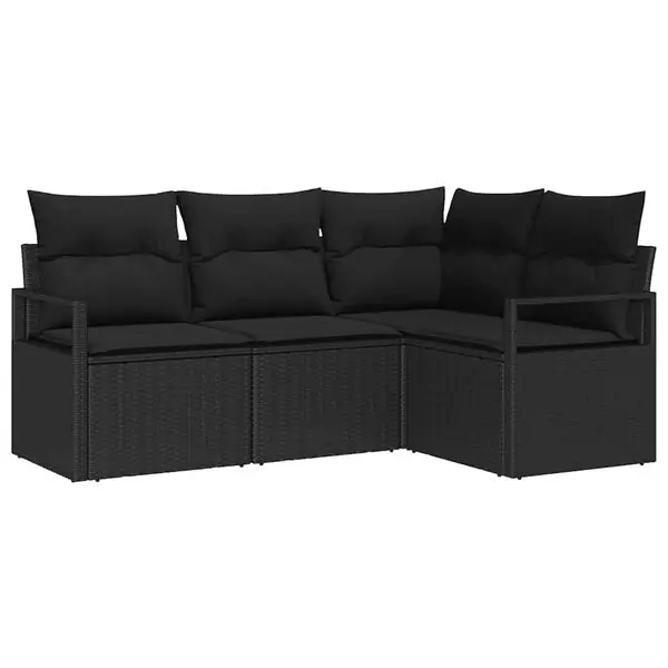 Beställ idag vidaXL Soffset med kudde med lagring 4 pcs Svart konstrotting