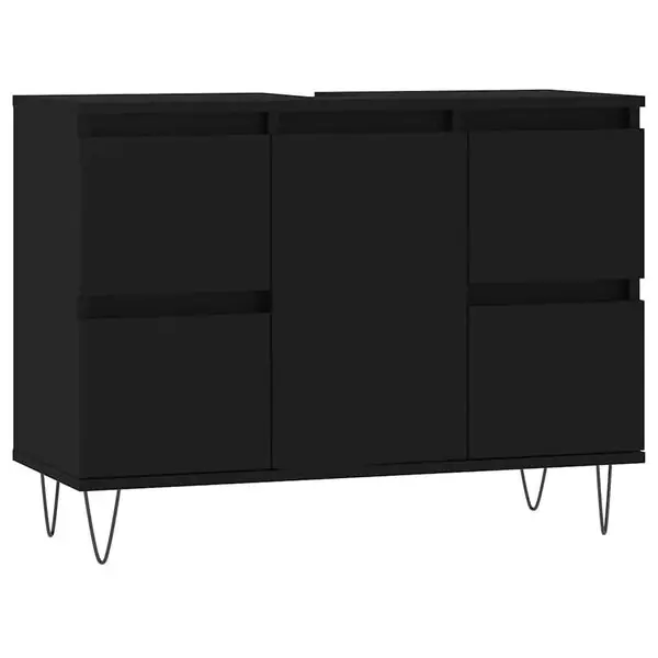 vidaXL Badrumsskåp svart 80x33x60 cm konstruerat trä Begränsad tid