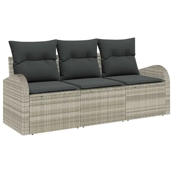 Snabb frakt vidaXL Trädgårdsoffset med lagring 3 pcs Ljusgrå Poly rattan