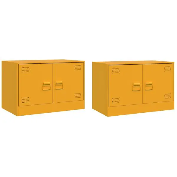 vidaXL TV-skåp 2 st senapsgul 67x39x44 cm stål Handla nu