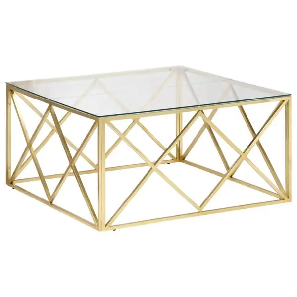 vidaXL Soffbord guld rostfritt stål och härdat glas Lågt pris