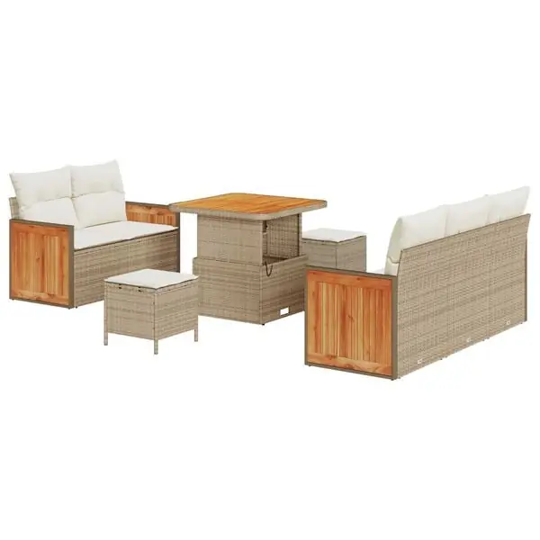 vidaXL Trädgårdsoffset 10 pcs Beige och gräddfärgad konstrotting Erbjudande