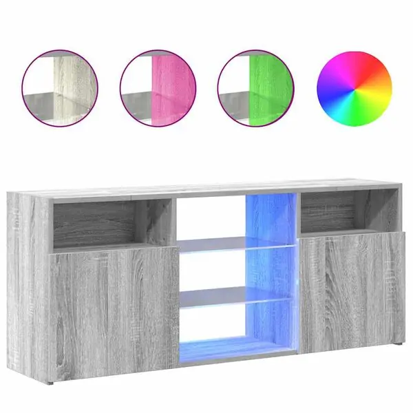 vidaXL TV-bänk med LED-belysning grå sonama 120x30x50 cm Reapris